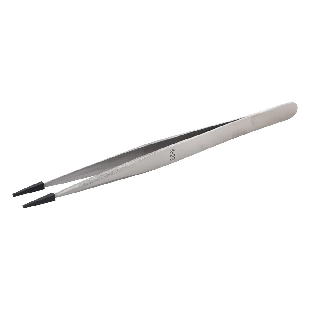 PIEZO PARTS SS-140 Tweezers with rubber tip (Feather Pick, 140 x 8mm, Straight)