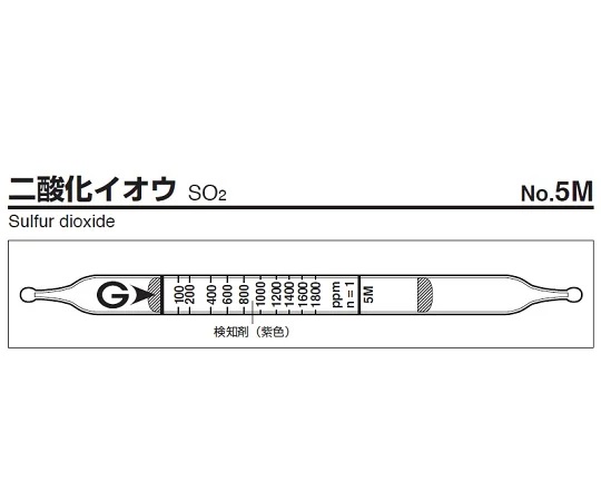 GASTEC 5M Gas Detector Tube Sulfur Dioxide (20-3600ppm, 10 tubes/ box)