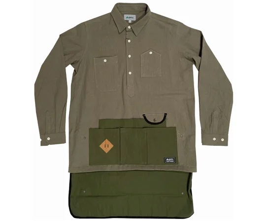 Gron 140224-OL-3 Cotton linen craftsman shirt Olive 3