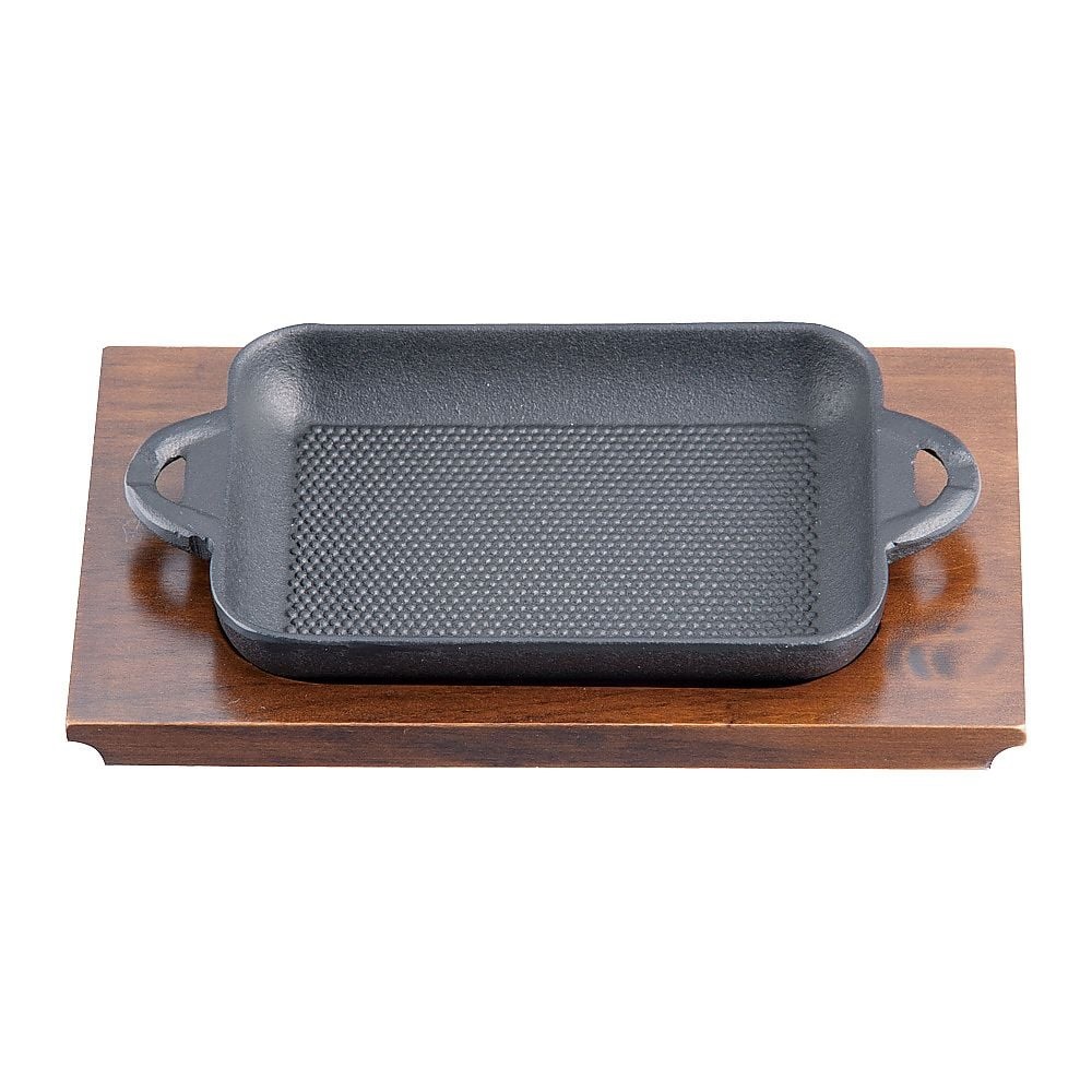 IWACHU 62-6731-95 Nanbu Tekki Mini Square Plate (w/Wooden Platform)