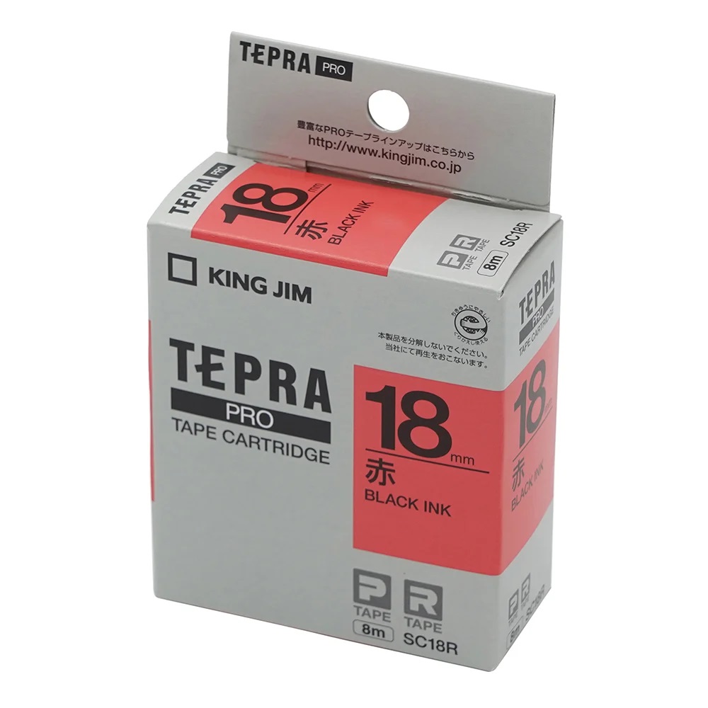 King Jim SC18R Tepra PRO Label Printer Tape Cartridge Red