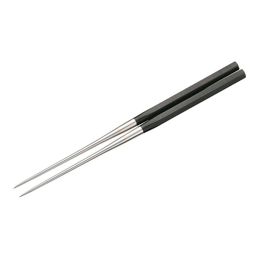 Kanaguchi 62-6471-38 Honyaki stainless steel black plywood hexagonal handle serving chopsticks 2112 120mm