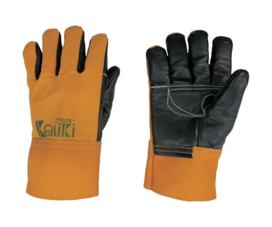 KAMIKI T-1 Anti-vibration gloves made of natural cowhide leather (Yellow/ Black, 26cm)