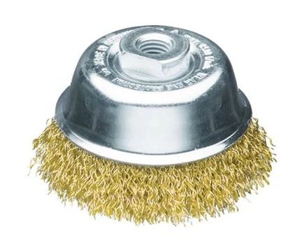 LESSMANN 423764 Industrial Cup Brush (Φ75mm, Brass Plating wire diameter 0.25mm)