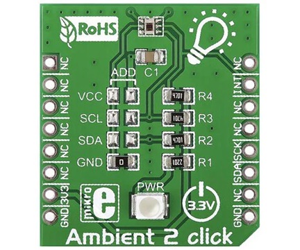 MikroElektronika MIKROE-1903 Ambient 2 Click Light Sensor mikroBus Click Board for OPT3001