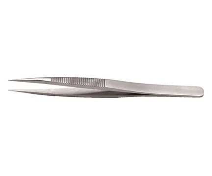 IDEAL-TEK 00B-SA-0-IT Acid-resistant anti-magnetic stainless steel tweezers (120mm, strong straight type with serrated handle)