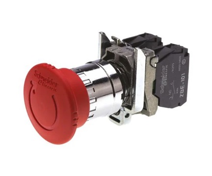 Schneider Electric XB4BS8445 E Stop 40mm Trig Act Turn Rel Red 1NO1NC