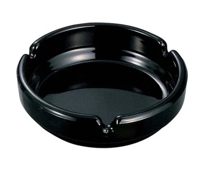Ninomiya Crystal 1793200 Glass Ashtray 110 Black (φ107 x H28mm)