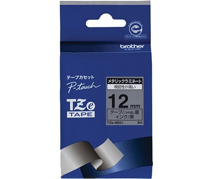 Brother Industries TZe-M931 P-touch Laminated Tape Width 12mm (Black Lettering/Silver/Matte)