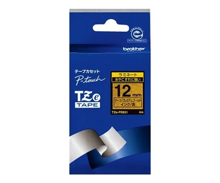 Brother Industries TZe-PR831 TZe Tape Stylish Tape Premium Type (Premium Gold Background/Black Text, 12mm)