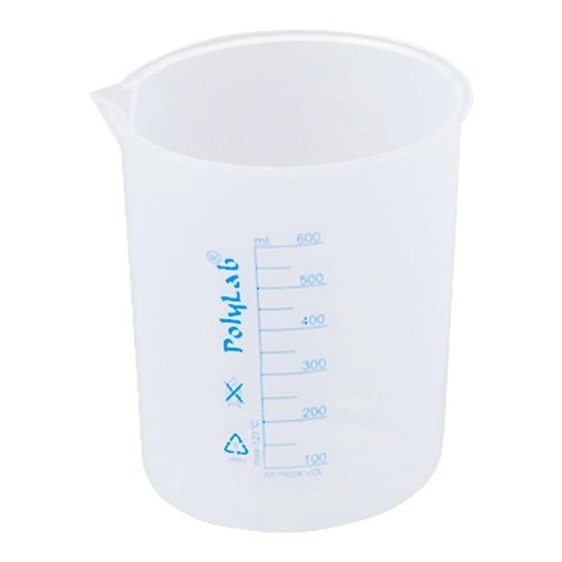 Polylab 11154 Plastic beaker (blue scale, PP, 500mL)
