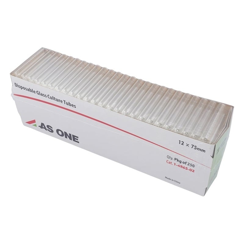 Ống nghiệm thủy tinh (5mL, Φ12 x 75mm, 1 thùng (250 ống/ hộp x 4 hộp)) AS ONE 1-4865-02 14100005B