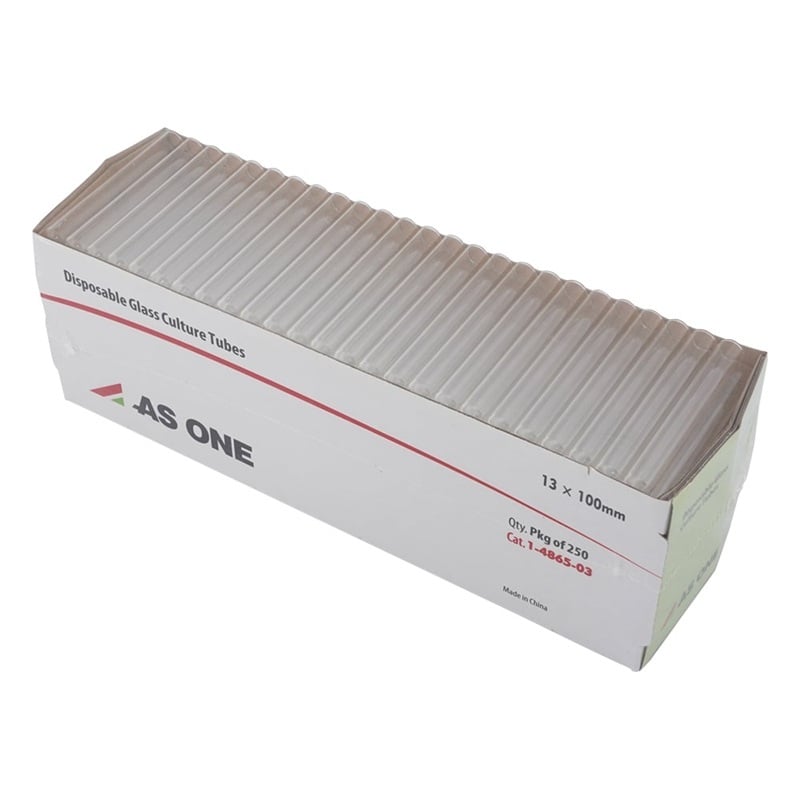 Ống nghiệm thủy tinh (7mL, Φ13 x 100mm, 1 thùng (250 ống/ hộp x 4 hộp)) AS ONE 1-4865-03 14100007B