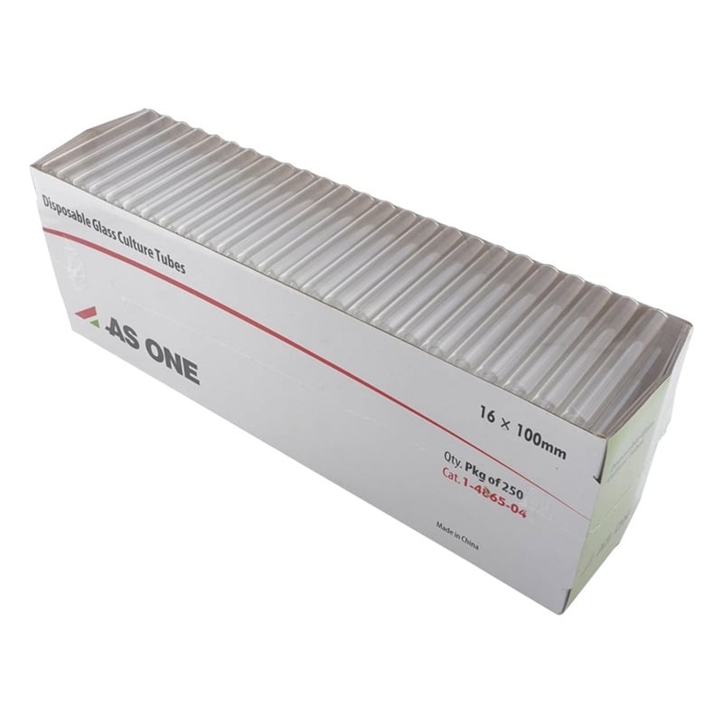Ống nghiệm thủy tinh (10mL, Φ16 x 100mm, 1 thùng (250 ống/ hộp x 4 hộp)) AS ONE 1-4865-04 14100010B