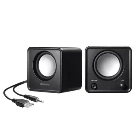 SANWA SUPPLY MMSPL23UBK PC Speaker (3.5mm Connection, USB Powered, 60 - 1500Hz, 6W (3W 3W))