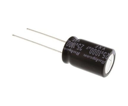 Rubycon 25YXF1000M12.5X20 Aluminum Electrolytic Capacitor (1000μF, 25VDC, 1 bag (5 pieces))