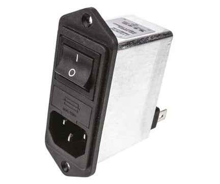 Bộ lọc IEC C14 đực (gắn bảng điều khiển, 5 x 20mm, Faston, 2A, 250VAC, 50 - 400Hz) Schaffner FN282-2-06