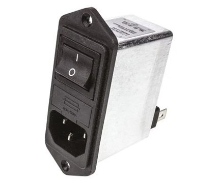 Schaffner FN282-2-06 Male C14 IEC Filter Panel Mount (5 x 20mm, Faston, 2A, 250VAC, 50 - 400Hz)