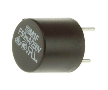 Schurter 0034.6001 Radial F Leaded PCB Mount Fuse (50mA, 250VAC, 1 bag (10 pieces))