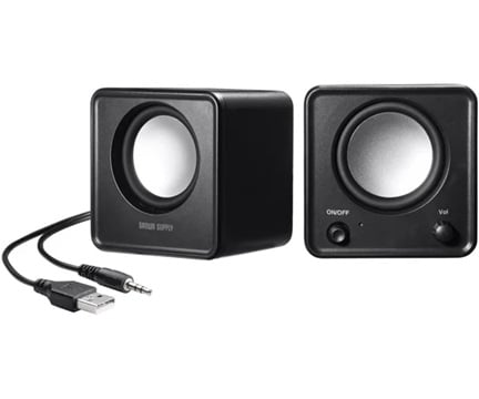 SANWA SUPPLY MM-SPL23UBK Compact PC Speakers (USB Powered) (60 - 1500Hz, 6W (3W+3W))
