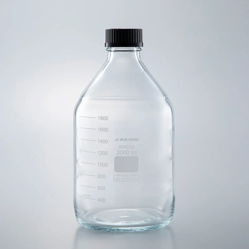 Chai thủy tinh dùng để bảo quản và vận chuyển các mẫu chất lỏng và bột 2000mL AS ONE 3-9866-35 274.202.05