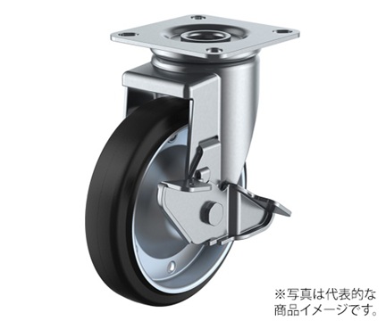 YUEI CASTER WJ2-150S J2-S type caster (swivel caster with plate (with stopper), 150mm, rubber wheel (steel plate wheel))