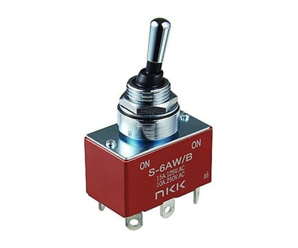 NKK SWITCHES S-6AW/B Small Toggle Switch (S Series, 15A, 125VAC)