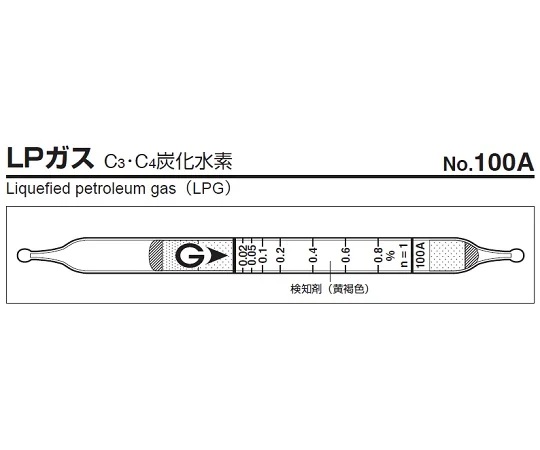 GASTEC 100A Gas Detector Tube LP Gas (0.02 - 0.8%, 1 box (10 tubes))