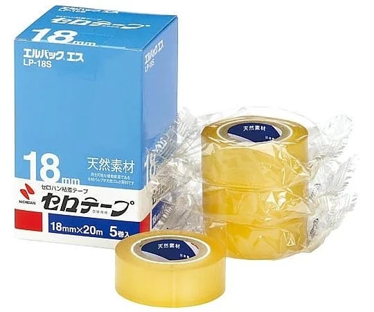 NICHIBAN LP-18S Cellophane Tape (18mm x 20m, 1box /5rolls)
