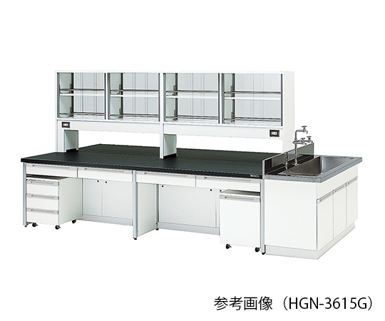 AS ONE 3-7870-01 HGN-2412G Central Laboratory Bench (Frame Type) With Glass Door 2400 x 1200 x 800/1800mm