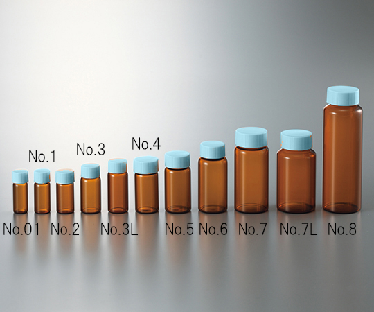 Lọ thủy tinh (3.5mL, màu nâu, nắp màu xanh lam, loại ống vít, 100 cái) Maruemu No.01 (Code number: 0101-1227)