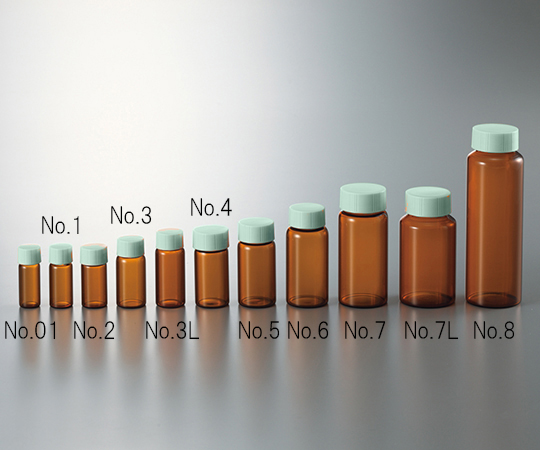 Lọ thủy tinh (3.5mL, màu nâu, nắp màu xanh lá cây, loại ống vít, 100 cái) Maruemu No.01 (Code number: 0101-1247)