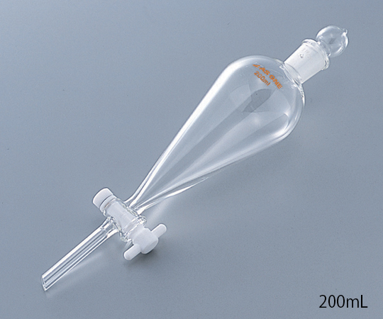 AS ONE 7-188-11 Squibb Type Separatory Funnel with Teflon(R) Plug 200mL Borosilicate glass 1