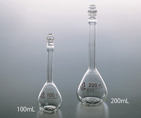 Bình thủy tinh định mức (100mL, borosilicate glass, màu trắng trong suốt) AS ONE 6-243-06