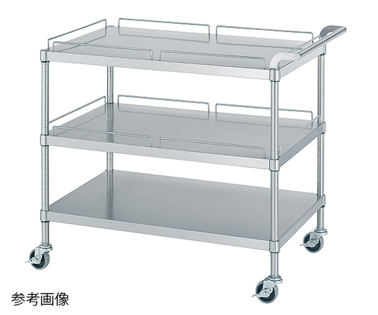 Xe đẩy 3 tầng thép không gỉ (SUS430) có chắn bảo vệ trên và giữa 750 x 450 x 800mm SINKO-LTD M21-7545-U75