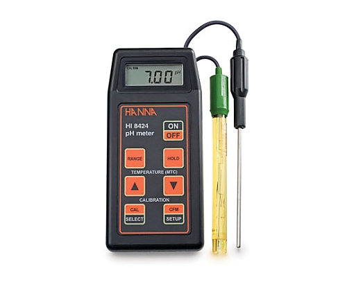 Hanna Instruments HI8424N Portable pH/ORP/Temperature Meter (-2.00 - 16.00pH, +/-699.9mV, +/-1999mV, -20.0 - 120.0oC)