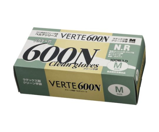 MIDORI ANZEN VERTE-600N-M Natural rubber Disposable type Gloves M Size (1box(100sheets))