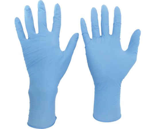 MIDORI ANZEN VERTE-756H-SS Nitrile Disposable Gloves Long No powder (100 sheets, Blue SS)