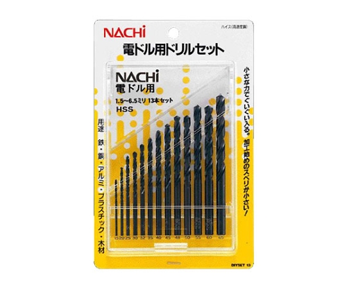 NACHI DIYSET13 Drill Set for Electric Dollar (HSS (high-speed steel), Helix Angle 26 to 32o, 13pcs/pk)