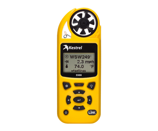 Kestrel 5500 Combined Instrument measure temperature, humidity, air pressure, wind speed, and WBGT (0.6-40m/s, -29 - 70oC, 5-95%, 700-1100hPa)