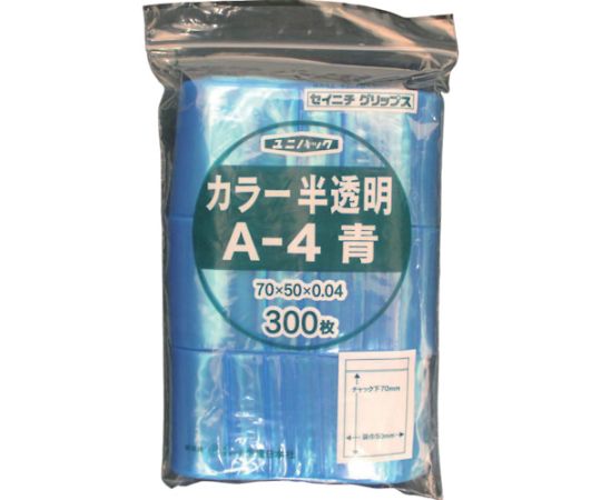 SEISANNIPPONSHA A-4-CB Unipack polyethylene bag (translucent blue, 70 x 50mm x 0.04mm, 300 sheets)