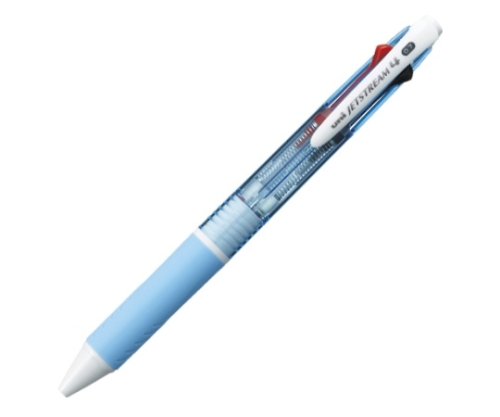 Bút bi Jet Stream màu xanh nhạt (0,7mm, 4 màu mực Đen/ Đỏ/ Xanh dương/ Xanh lục) Mitsubishi Pencil SXE4-500-07.8