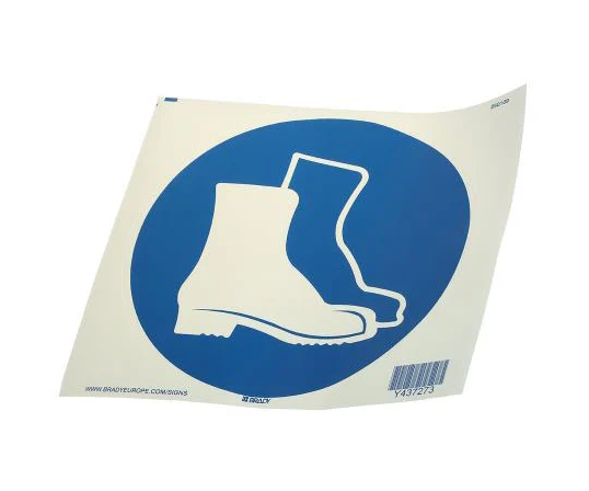 Brady 250109 PET Mandatory Foot Protection Sign with Pictogram Only (Blue/ White, 200mm)