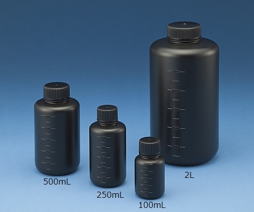 Nikko Hansen 1523-03 J Bottle Round Narrow Mouth Light Shielding (250mL, Sterilized, 200 Bottles)