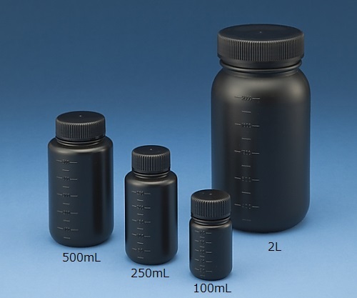 Nikko Hansen 1533-04 J bottle round wide mouth light shielding (500mL, sterilized 100 bottles)